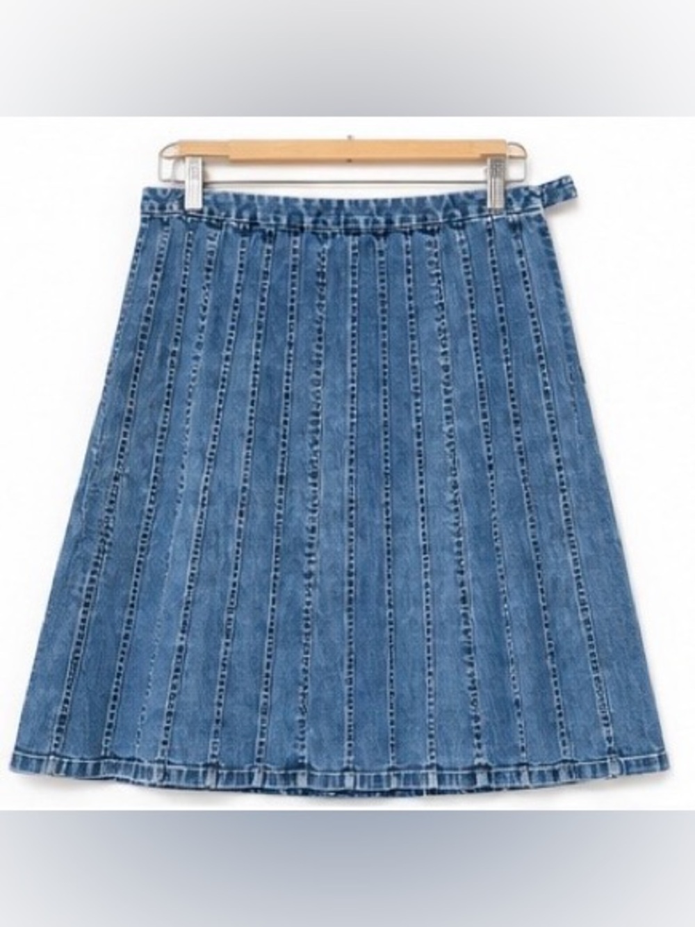 Talbots Denim Vertical Seamed A-Line Skirt Blue
